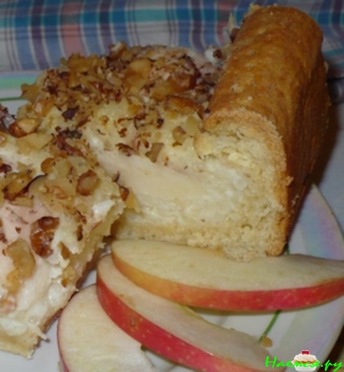 Открытый яблочно-рисово-лимонно-ореховый пирог