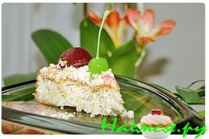 Бисквитный мокрый пирог, с конфетно-сливочным вкусом