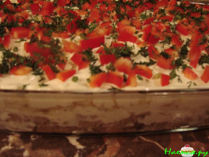 Салат мужской с языком и грибами