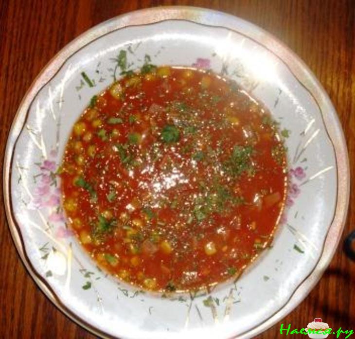 Томатный суп с ветчиной