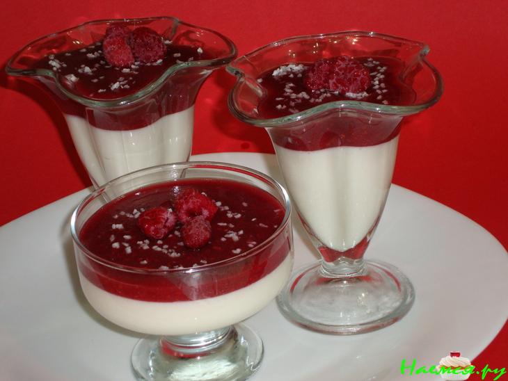 Десерт из творога с малиной