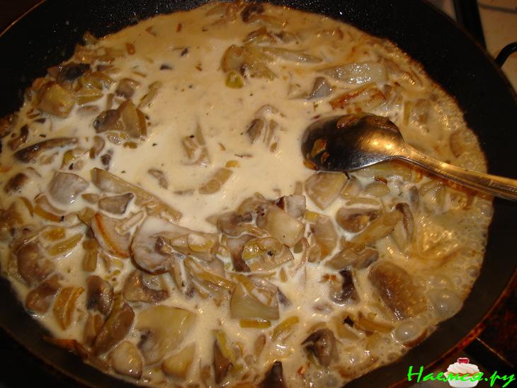 Макароны с грибами со сливками Макароны с грибами со сливками