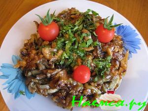Баклажаны жаренные с вешенками