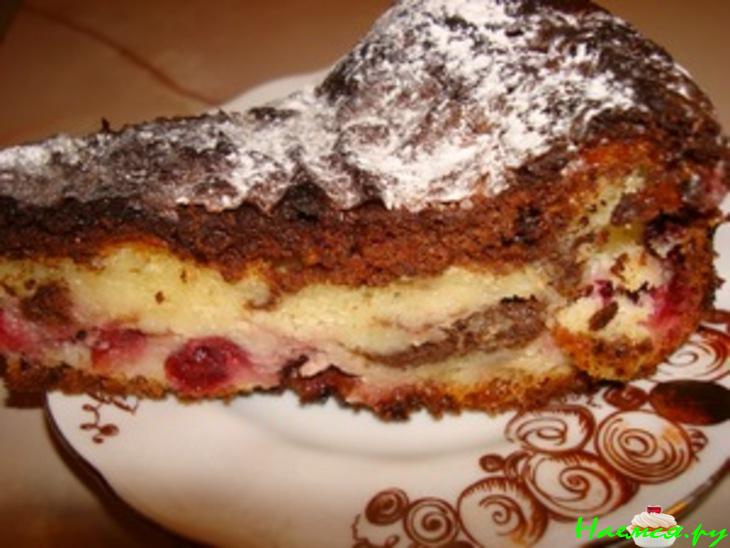 Творожно-клюквенный пирог с шоколадом по-новому