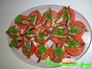 Бутерброды со шпротами и помидорами Бутерброды со шпротами и помидорами