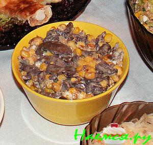Грибной салатик с кукурузой 