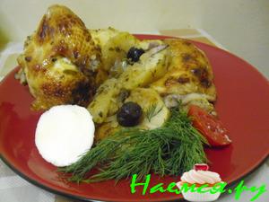 Медовая курочка с яблоками