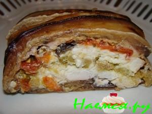 Баклажанный рулет с сырным паштетом