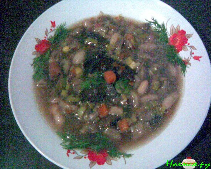 Густой грибной суп с фасолью и овощами (постный)