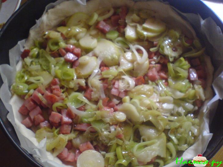 Яблочно-луковый киш с ветчиной Яблочно-луковый киш с ветчиной