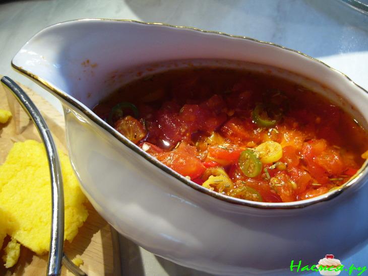 Полента с острым соусом Полента с острым соусом