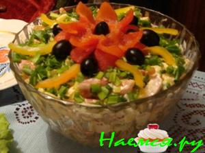 Салат с ветчиной "Мозаика"