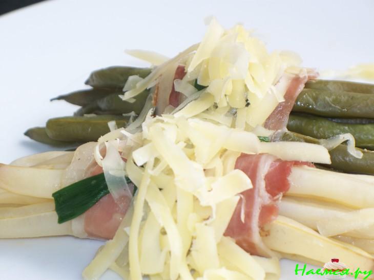 Фасоль стручковая с вяленым мясом и сыром !!!!