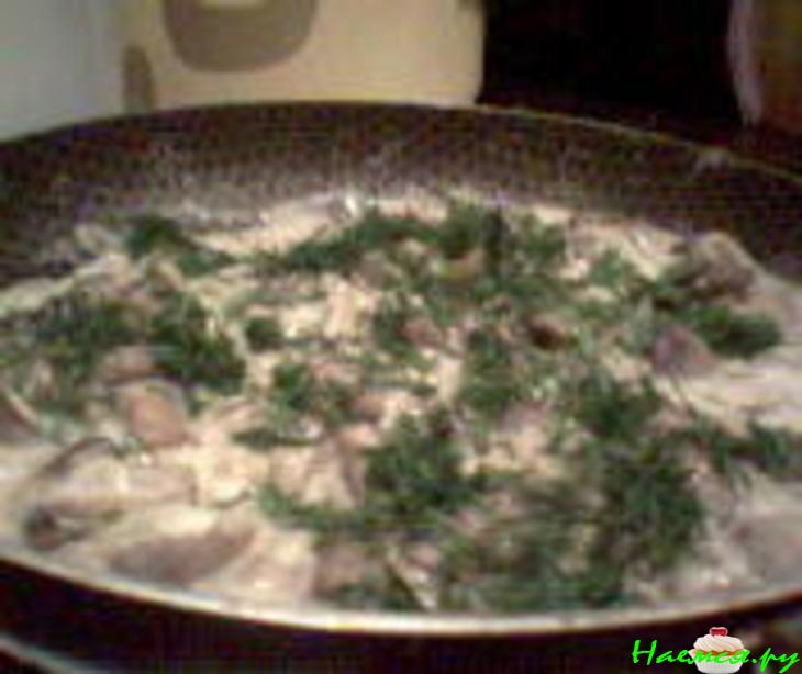 Спагетти с грибочками и сыром