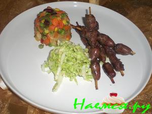 Шашлык из куриных сердечек
