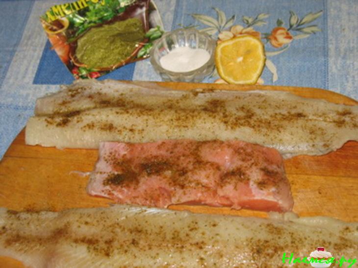 Рулетики рыбные с сырно-грибной начинкой