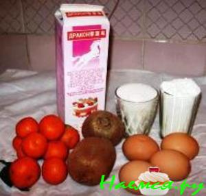 Торт "Валентинка" с мандаринами и киви