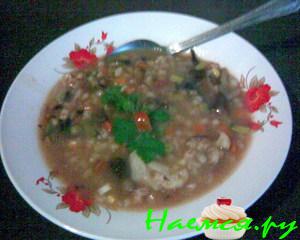 Густой перловый суп с грибами и овощами (постный) Густой перловый суп с грибами и овощами (постный)