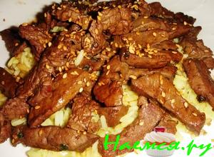 Говядина +печень с кунжутными семечками Говядина +печень с кунжутными семечками