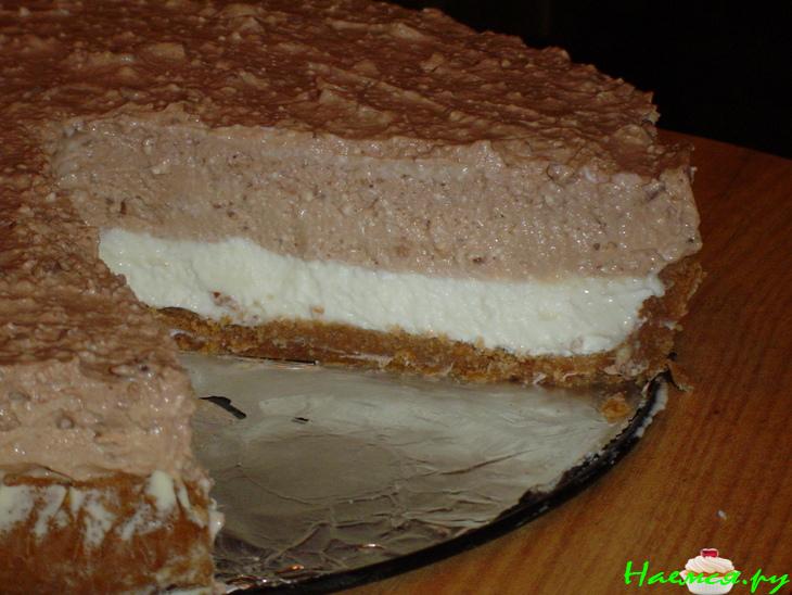 Двухцветный творожный торт