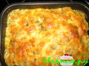 Рыбная запеканка с овощами под майонезом