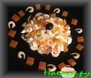 Моцарелла с креветками и желе из помидоров Моцарелла с креветками и желе из помидоров