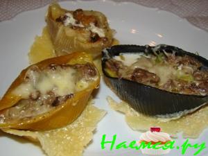 Конкильони фаршированные куриной печенью