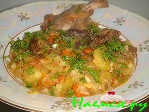 Сборное рагу из овощей и грибов с мясом нутрии