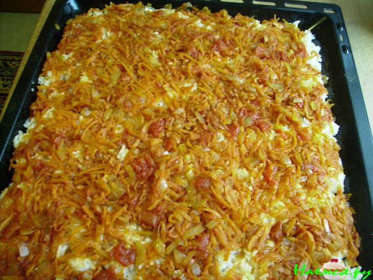 Рыбная запеканка с рисом и сыром