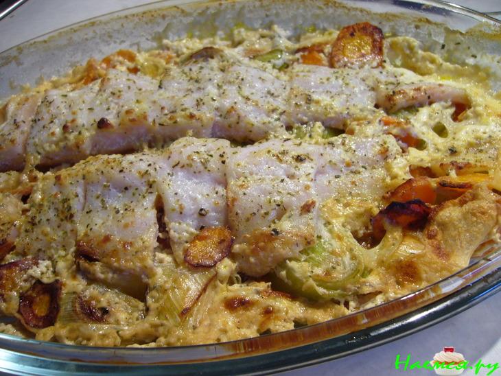 Гратен с пореем и рыбой Гратен с пореем и рыбой