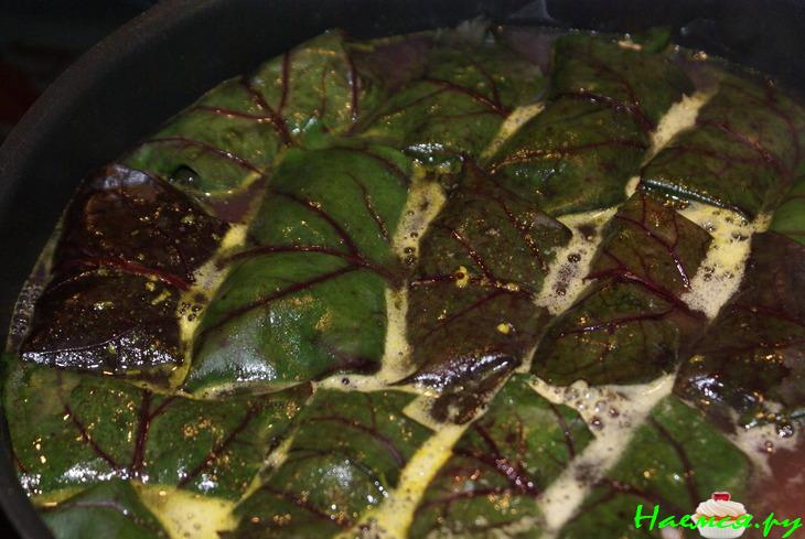 Маленькие голубцы в свекольных листьях Маленькие голубцы в свекольных листьях