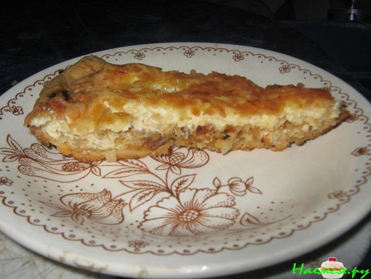 Луковый пирог со сметанно-сырной заливкой Луковый пирог со сметанно-сырной заливкой