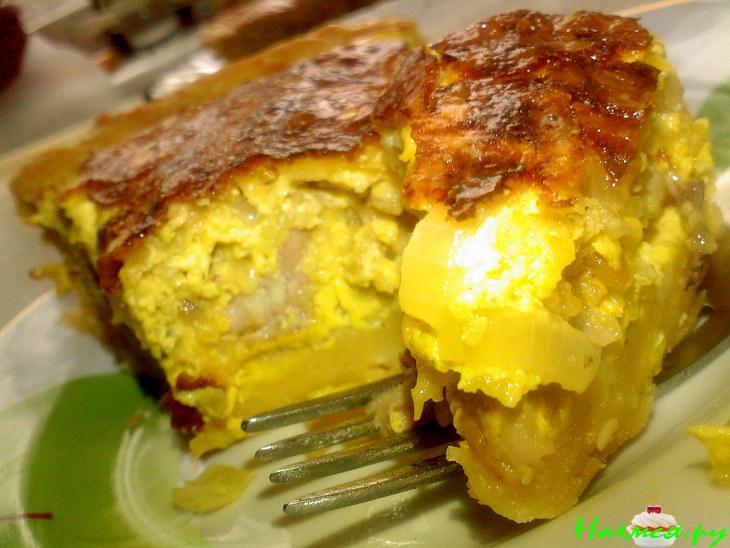 Пирог/киш с курицей и яблоками