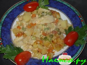 Камбала в овощной грядке