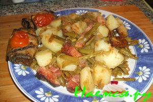 Фасоль, картошка с беконом Фасоль, картошка с беконом
