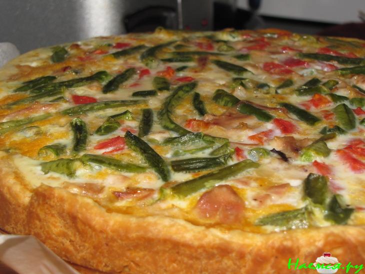 Киш с курицей и стручковой фасолью Киш с курицей и стручковой фасолью