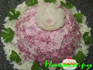 Салат "Форель под шапкой"