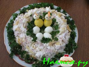 Салат "Гнездо глухаря" в моем варианте