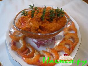 Запеченные креветки с соусом ромеско Запеченные креветки с соусом ромеско