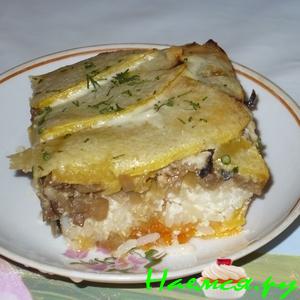 Запеканка из кабачков, грибов, риса Запеканка из кабачков, грибов, риса