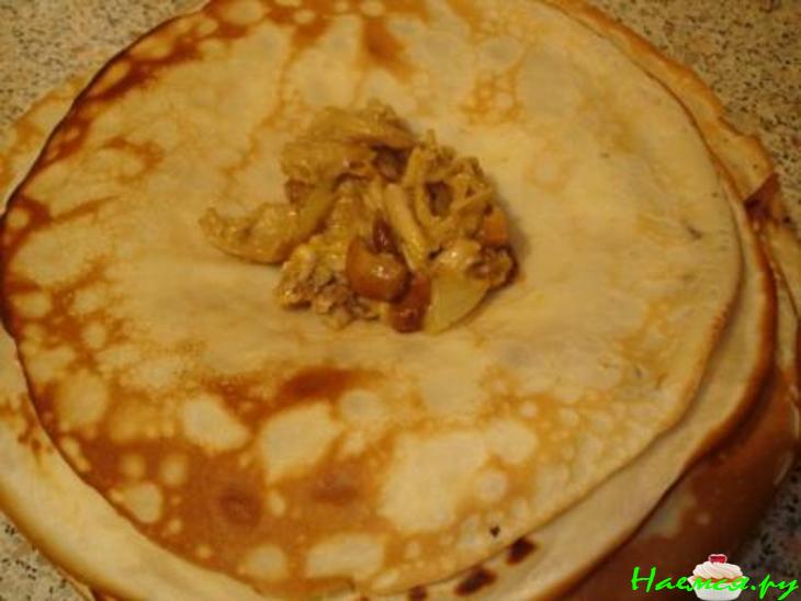 Блины с начинкой (шампиньоны с курицей) Блины с начинкой (шампиньоны с курицей)