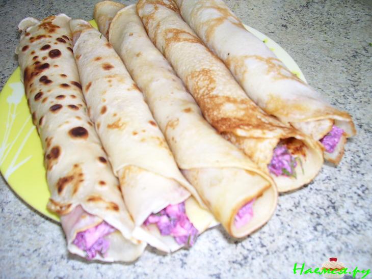 Блинные рулетики с муксуном