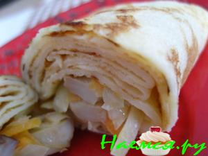 Блинчики с грибами и капустой