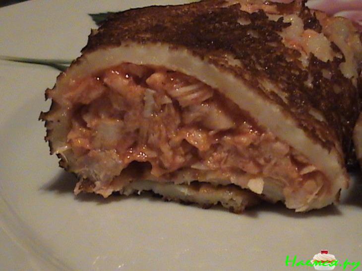 Блины с вкусной начинкой Блины с вкусной начинкой