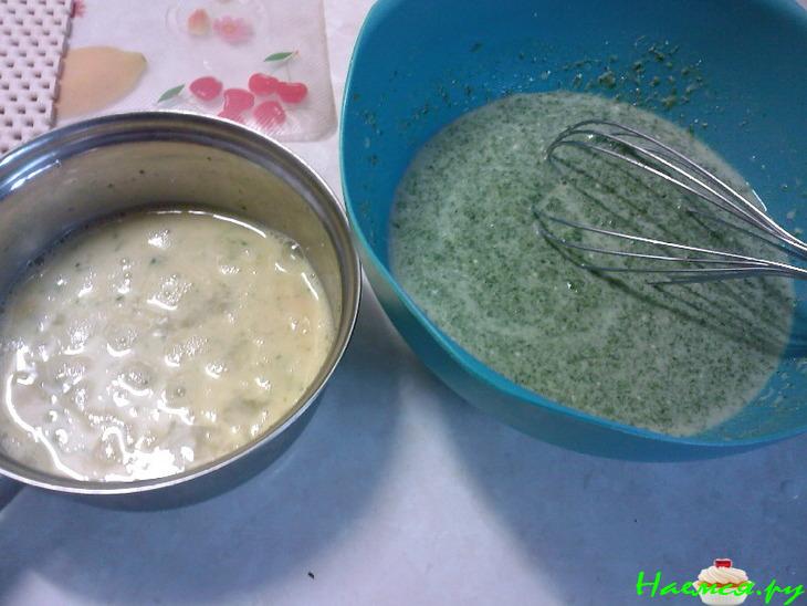 Изумрудные оладьи с жемчугом