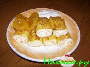 Блины с творогом и абрикосами