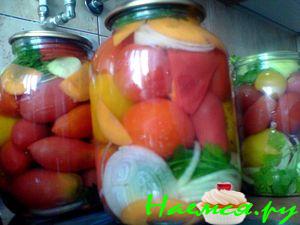 Помидоры консервированные с морковкой и перцем Помидоры консервированные с морковкой и перцем