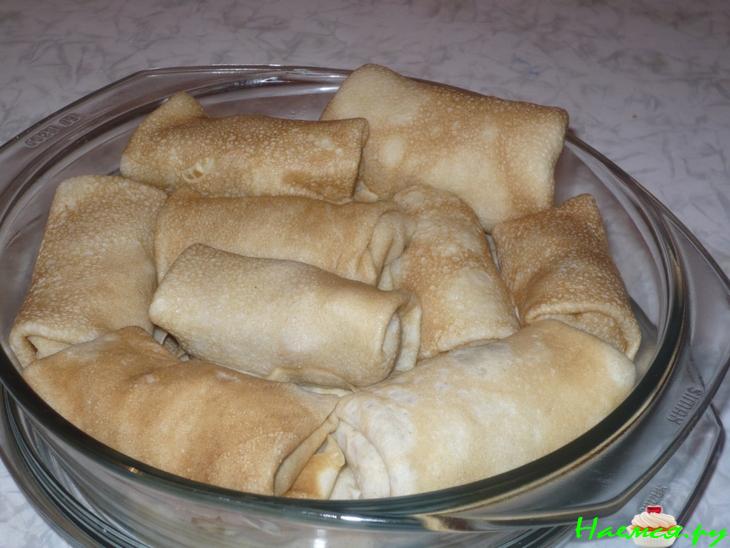 Блинчики фаршированные грибами и ветчиной