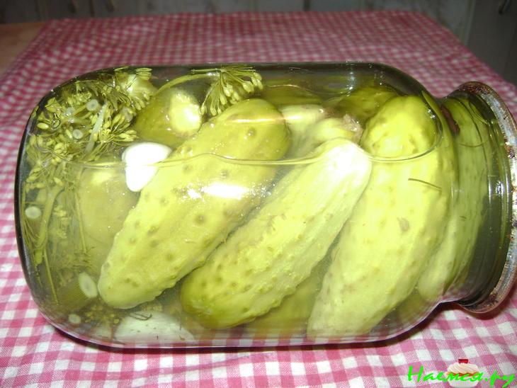 Огурчики маринованные, хрустящие, с чесноком