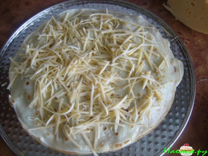 Торт блинный сырно-грибной